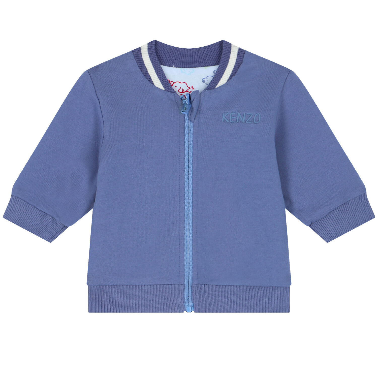 Baby Boys Blue Logo & Animals Reversible Tracksuit, 1, hi-res